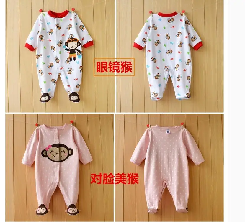 Newborn baby jumpsuit, baby boy and baby cotton covered foot jumpsuit. 3