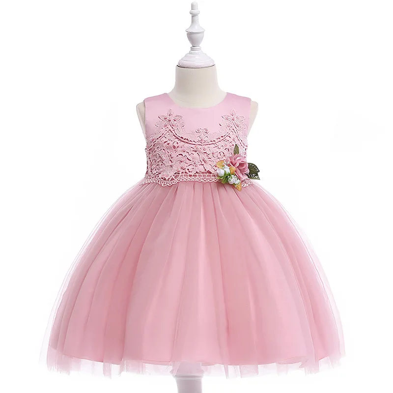

Appliques Draped Belt Flowers Girl Dresses With Ribbon Bow Elegant Lace Flower Bow First Communion Dresses