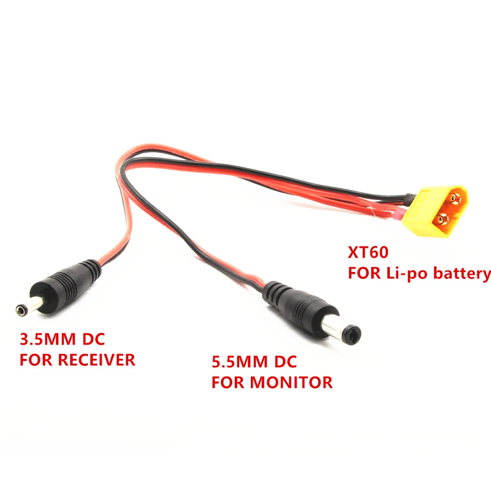 Power supply line XT60 Plug DC Cable connect Lipo battery and Monitor and Boscam 5.8G 5.8Ghz Receiver for FPV Aeria 1