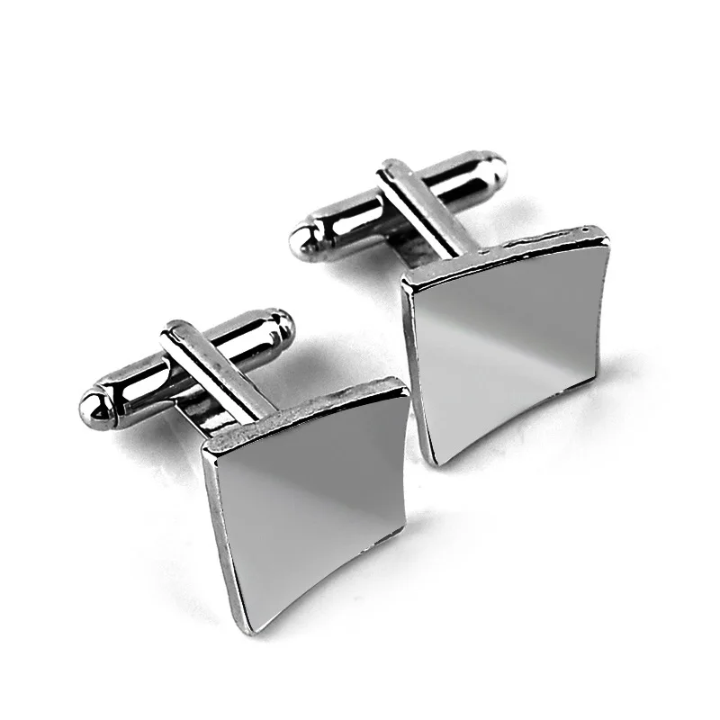 

Fashion Jewelry Simple Style Black Rectangle Cufflinks Mens Shirt Cuff Button Christmas Gifts for Men Silver Plated Cuff Link