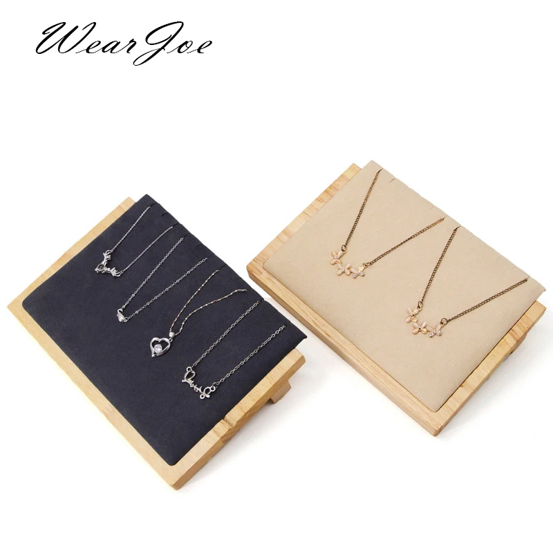 Newest Wooden Bust Pendant Necklace Jewelry Display Holder Ramp Shelf Bracelet Chain Storage Showcase Organizer Stand Tray Case