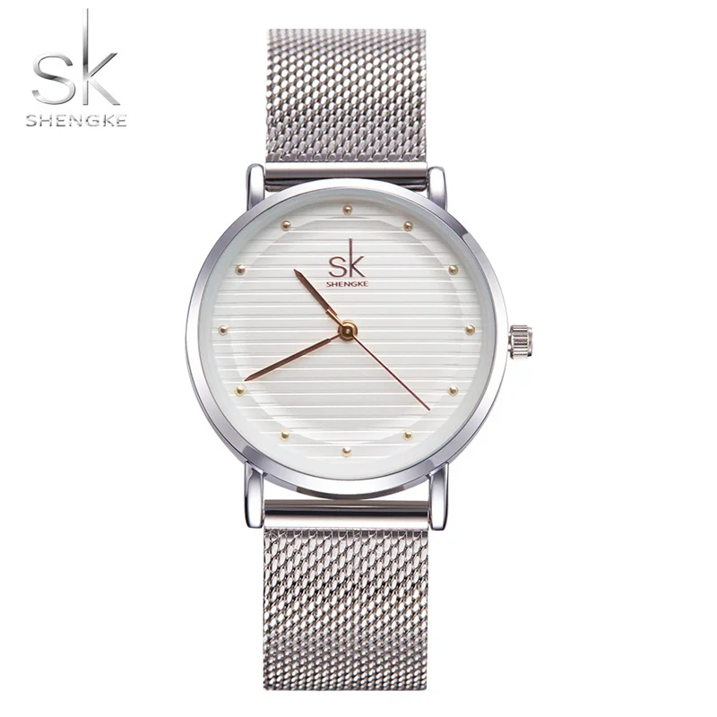 

2018 SK Super Slim Sliver Mesh Stainless Steel Watches Women Top Brand Luxury Casual Clock Ladies Wrist Watch Relogio Feminino