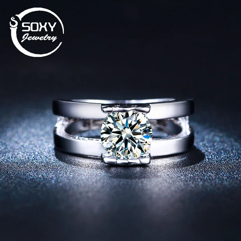 SOXY Women's Luxury Jewelry Elegant Wedding Ring White Gold Color