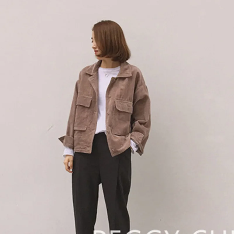 lower price  Coat Female Single Breasted Jacket Streetwear Coat Autumn Europe Loose Jacket For Women Casual Purp