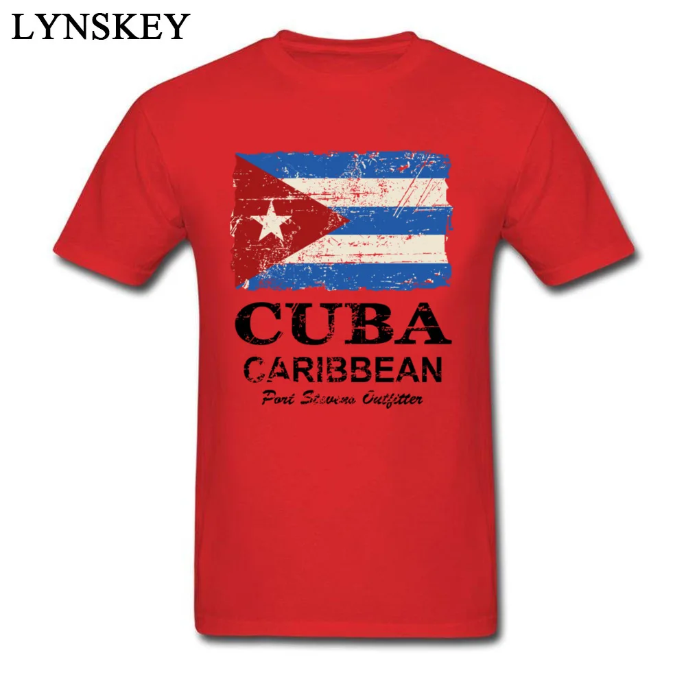 Cuba Flag - Vintage Look O-Neck Men T Shirt Summer Autumn Custom Tops T Shirt Short Sleeve Fashionable 100% Cotton Normal Tee Shirts Cuba Flag - Vintage Look red