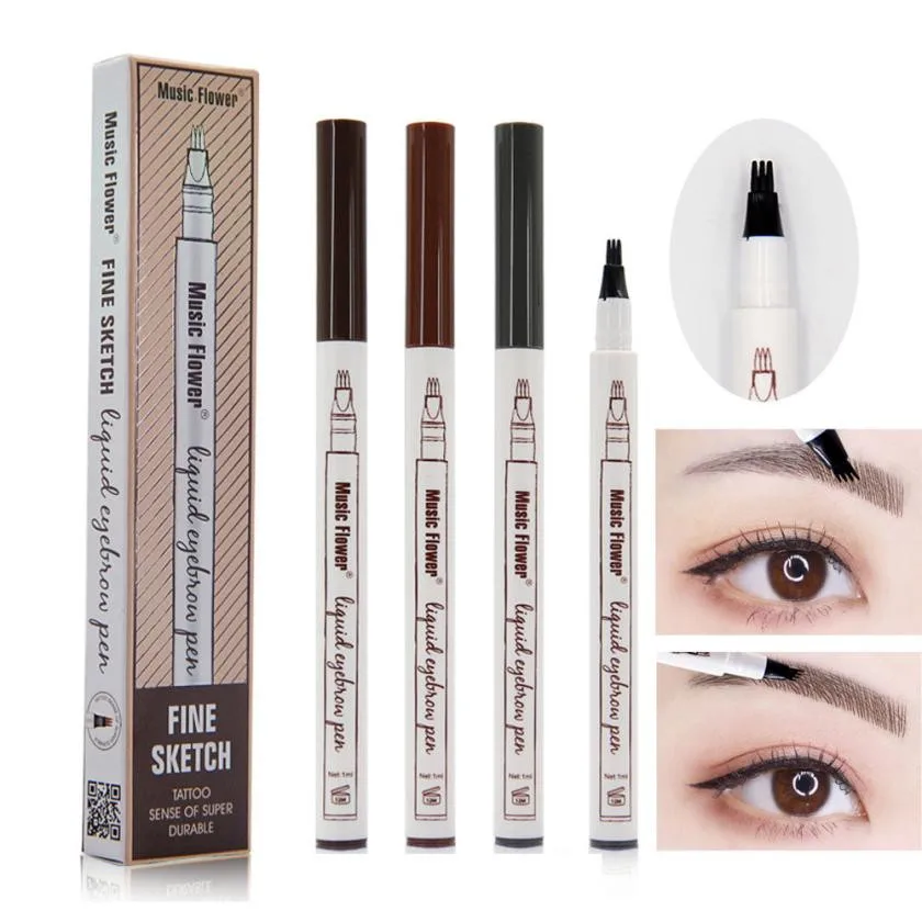 

New Durable 24 Hours Waterproof Makeup Tattoo Eyebrow Pen Waterproof Pencil Long Lasting Fork Tip Fine Sketch Drop shipping