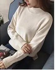 Новинка, корейский стиль, вязаный женский свитер, топы для женщин, Осенний Женский пуловер с длинным рукавом, Женские базовые свитера, женские топы - Цвет: white