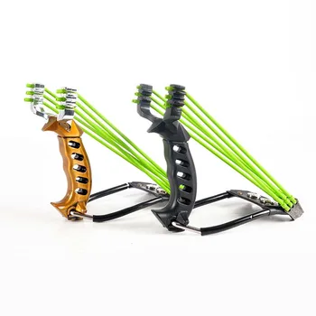 

Professional Two rubber band traditional slingshot high strength steel Hunting Catapult Hunter Folding Wrist Sling Shot