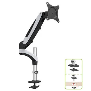

HONGHUA 15-27" Gas Spring Full Motion Aluminum Desktop Grommet Desk White Holder TV Mount Flexible LCD LED Monitor Holder Arm