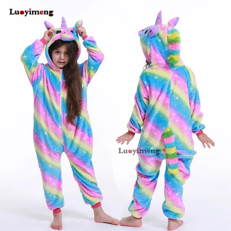 Winter Children Animal Pajamas Unicorn Baby Girls Clothes Pyjamas Kids Sleepwear Licorne Kigurumi Panda Onesie Jumpsuit Costumes