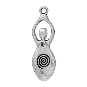 

DoreenBeads Charm Pendants Venus Of Willendorf Fertility Goddess Pregnancy Silver Color Color Spiral Carved 39mm x 13mm ,10 PCs