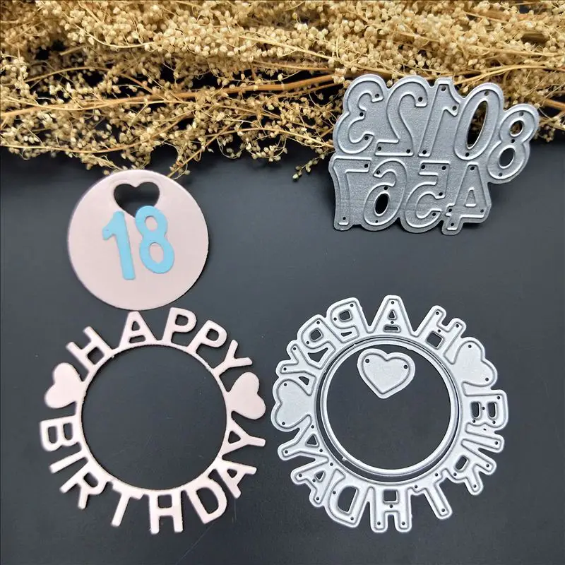 

Happy Birthday Die Metal Cutting Dies Stencils DIY Scrapbooking New 2018 Craft Stamps Die Cut Embossing Card Making