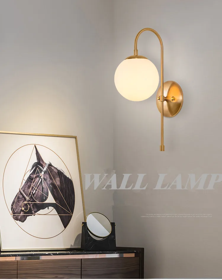 Постсовременная настенная лампа Простое создание роскошного стеклянного шара подсветка стен в коридоре прикроватная тумбочка для
