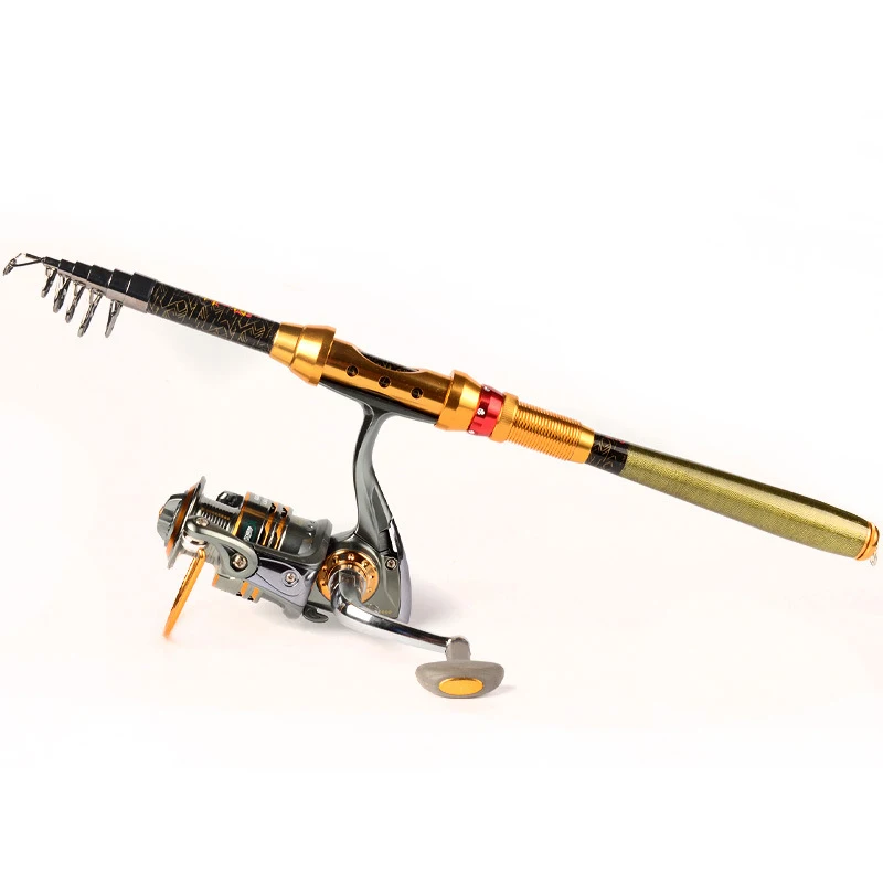 

Short mini-festival Fishing Rod + Fishing Reel Set Carbon 1.8 - 3.0 m 2000 - 6000 Series Full metal reel seat Slip resistant
