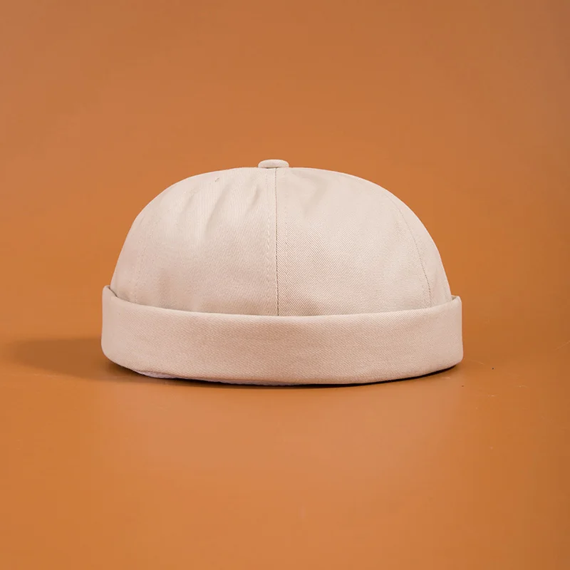 beige Мужская Летняя хлопковая кепка Skullies без полей, винтажные уникальные уличные портативные головные уборы Docker, многофункциональная шапка Miki Beanie - Цвет: beige