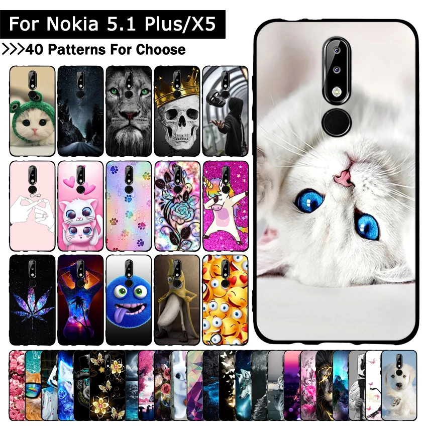 

Luxury Silicone Case for Nokia 5.1 Plus/X5 Cartoon Protective cases for nokia5.1 plus mobile phone covers for Nokia 5.1Plus capa