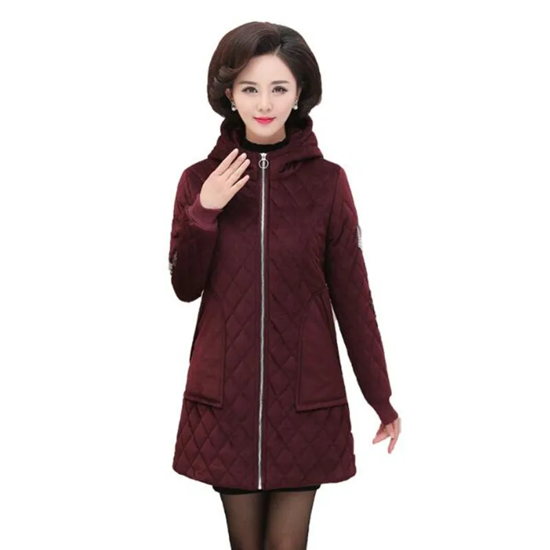 The Elderly Women's Cotton Coat Mother's Coats Large Size Thicken