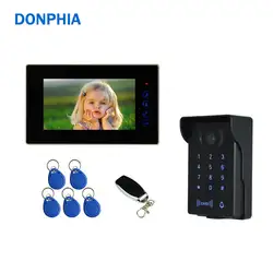 Donphia видео-телефон двери пароль ID Card разблокировать 10 м кабель проводной 7 дюймов ЖК-дисплей Экран Двусторонняя обсуждение домофон Системы