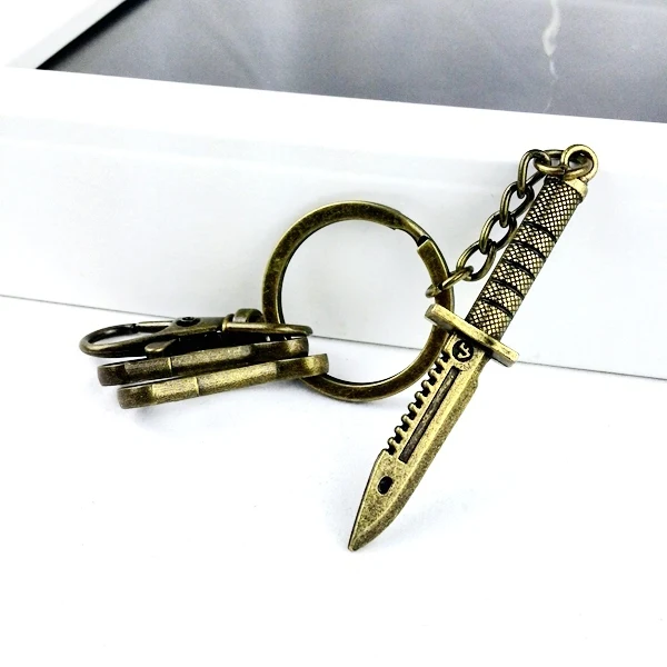 2016 vintage antique metal dagger shape key chain ring keychain