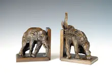 Bronze elephants sculptures Copper bookshelf collectible book ends Study Room Decoration