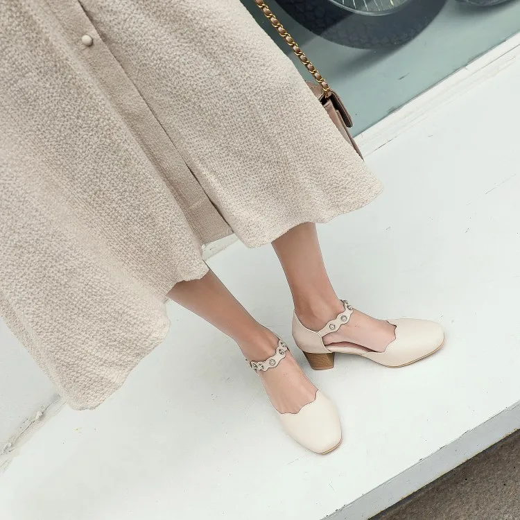 

Big Size 11 12 13 14 15 ladies high heels women shoes woman pumps Ladies with buckles, thick heels and single shoes