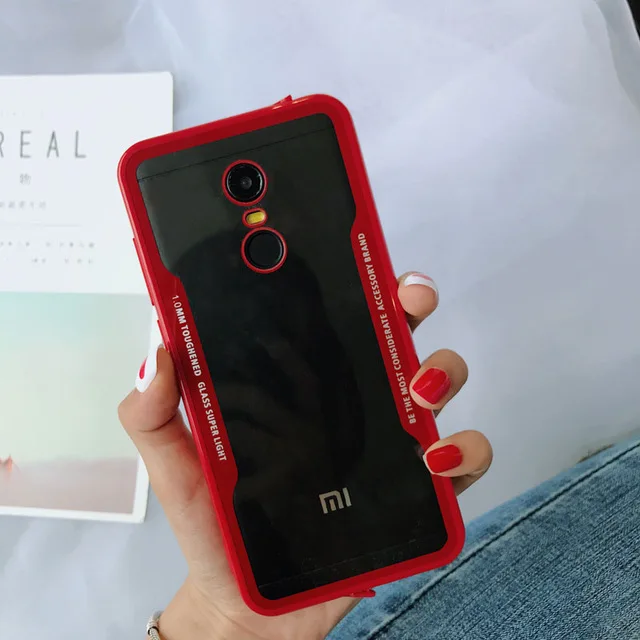 Для Xiaomi mi 8 mi 8 SE A1 A2 Lite Pocophone F1 Red mi Note 5 Plus 6 Pro S2 Прозрачный жесткий пластиковый прозрачный акриловый чехол-накладка на заднюю панель - Цвет: Red