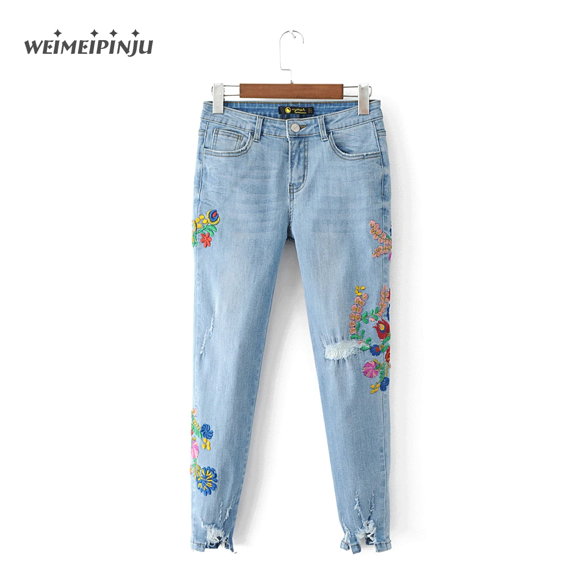 

Summer Boyfriend Ripped Jeans For Women Fashion Embroidery Flowers Denim Pants Femme Mujer Rip N Dip High Waist Jeans Feminino
