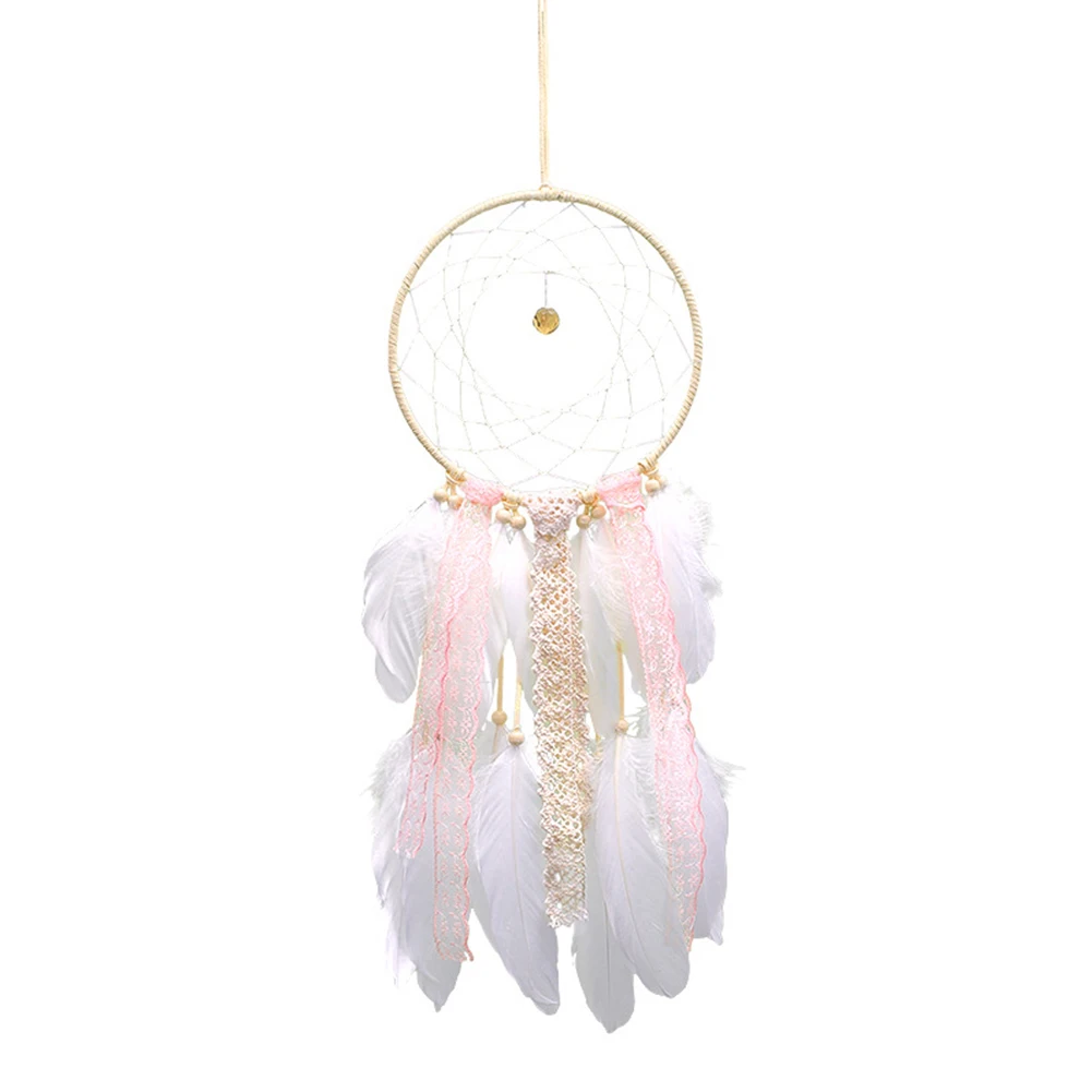 

Romantic Girl Circular Decoration Handmade Hanging Dream Catcher Art Pendant Feather Wedding Craft Gift Birthday Wind Chimes Net