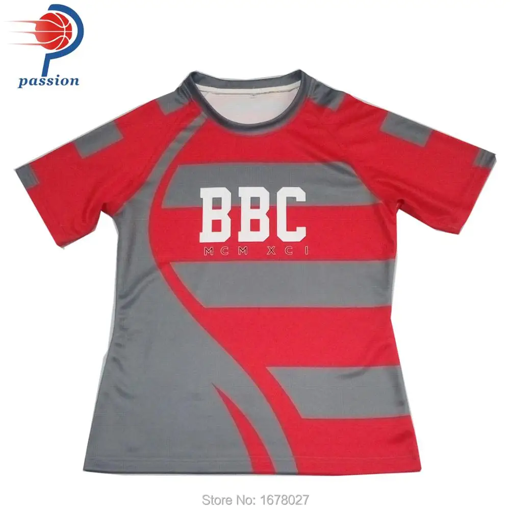 

OEM top quality custom made short sleeves printing rugby jersey