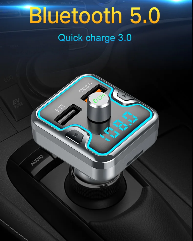 CDEN fm-передатчик Автомобильный mp3 музыкальный плеер U диск TF карта Bluetooth 5,0 приемник Автомобильный цветной дыхательный свет QC3.0 быстрое автомобильное зарядное устройство