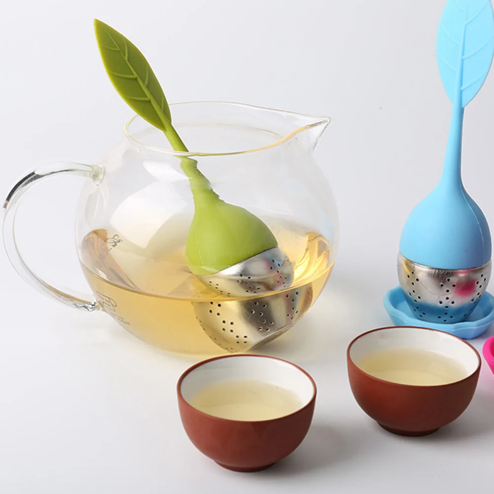 6 цветов силиконовый чайный заварочный фильтр для чая для повторного использования сладкий лист с Каплевидным поддоном Новинка чайный шар Травяные специи Чайный фильтр инструмент