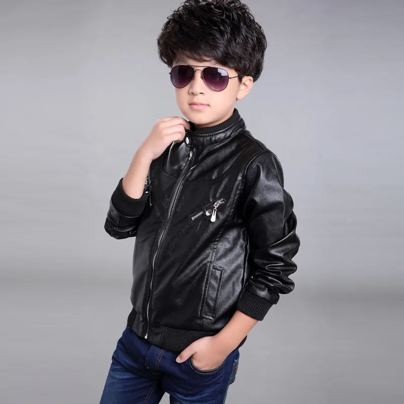 

Children's Jackets 2015 New Big Boy Winter Pu Leasther Jackets Thicken Warm Motorcycle Jacket Kids Leather Jacket