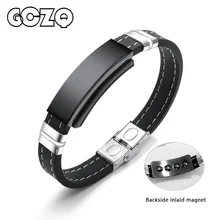 GCZQ Модные мужские классические браслеты черные ID бирки браслеты и браслеты инкрустированные магнитные мужские ювелирные изделия
