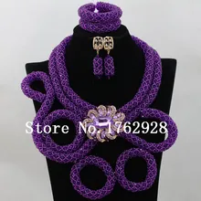 Нигерийский Африканский Фиолетовый бисер комплект ювелирных изделий нигерийский фиолетовый комплект Бижутерии Рождественский подарок ювелирные изделия C000349