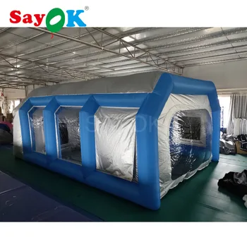 

Blue&Silver Inflatable Spray Booth Inflatable Paint tent Portable Car Paint Booth with Filter System for Car Painting