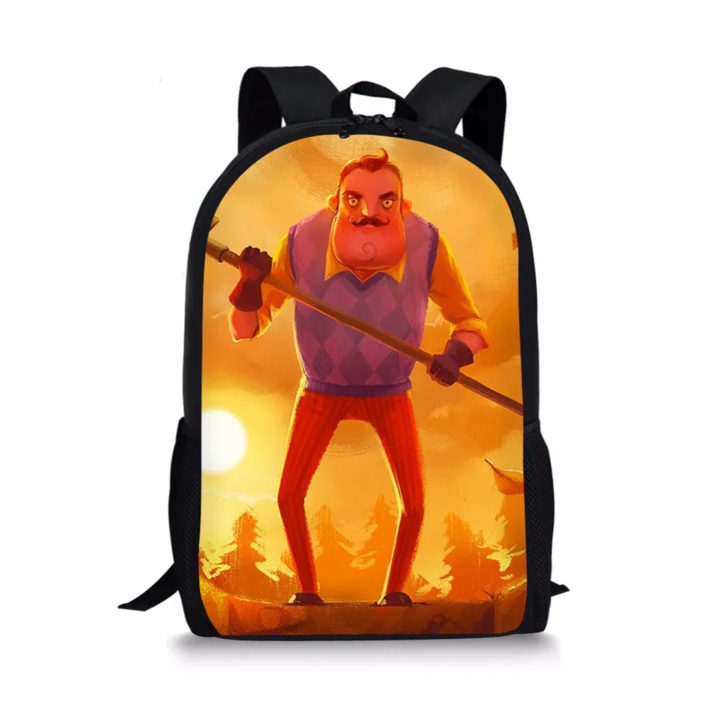 Hello Neighbor мультфильм печати дети школьные рюкзаки для девочек обувь для мальчиков 16 дюймов Детский Рюкзак Ортопедические сумка для малыша сумка 9