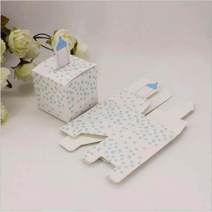 100Pcs Creative Baby Party Decoration Gift box of Welcome baby polka-dotted layette favor boxes and Baby Shower favor candy box