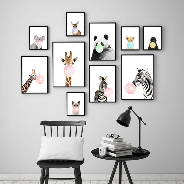 Cartoon Animals Canvas Painting Poster Print Panda Zebra Orangutan Cartoon Animals Canvas Painting Poster Print Panda Zebra Orangutan Giraffe On Kids Room Decor Nursery