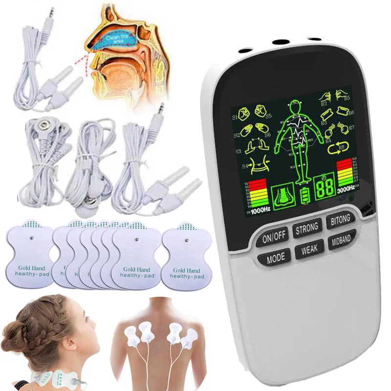 Goedkoop 3 uitgang Spierstimulator Tientallen Acupunctuur gezondheidszorg Nek Massager terug Laser Bionase Neus Rhinitis EMS Massager Fat Brander