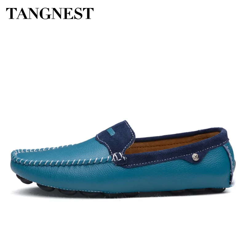 

Tangnest NEW Men Loafers High Quality Genuine Leathers Spring Comfortable Light Flats Breathable Slip On Man Moccasins XMR2807