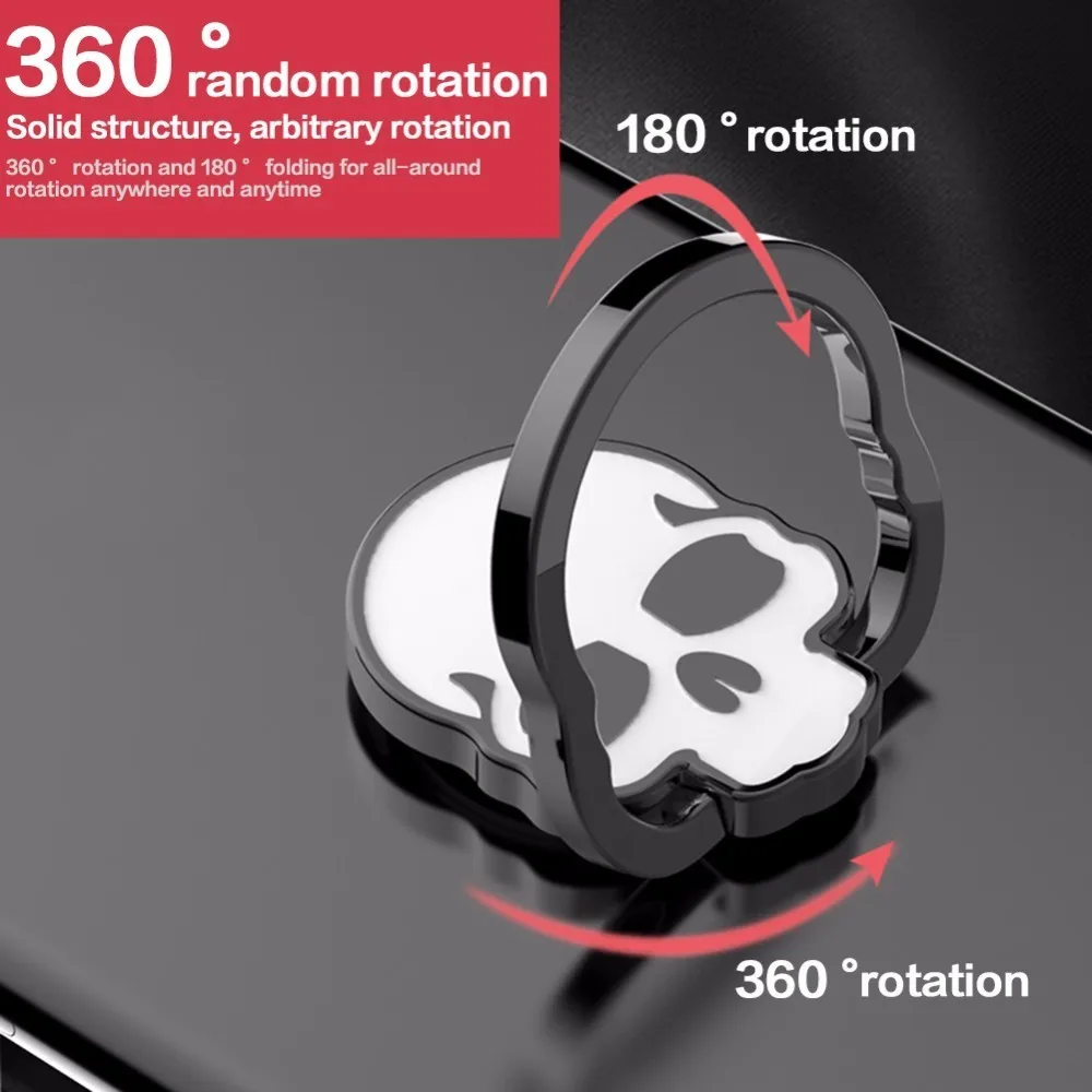 Innovative Skull Shape Mobile Phone Ring Holder 360 Rotation Adjustable Metal Alloy Cell Phone Finger Ring Holder for Samsung