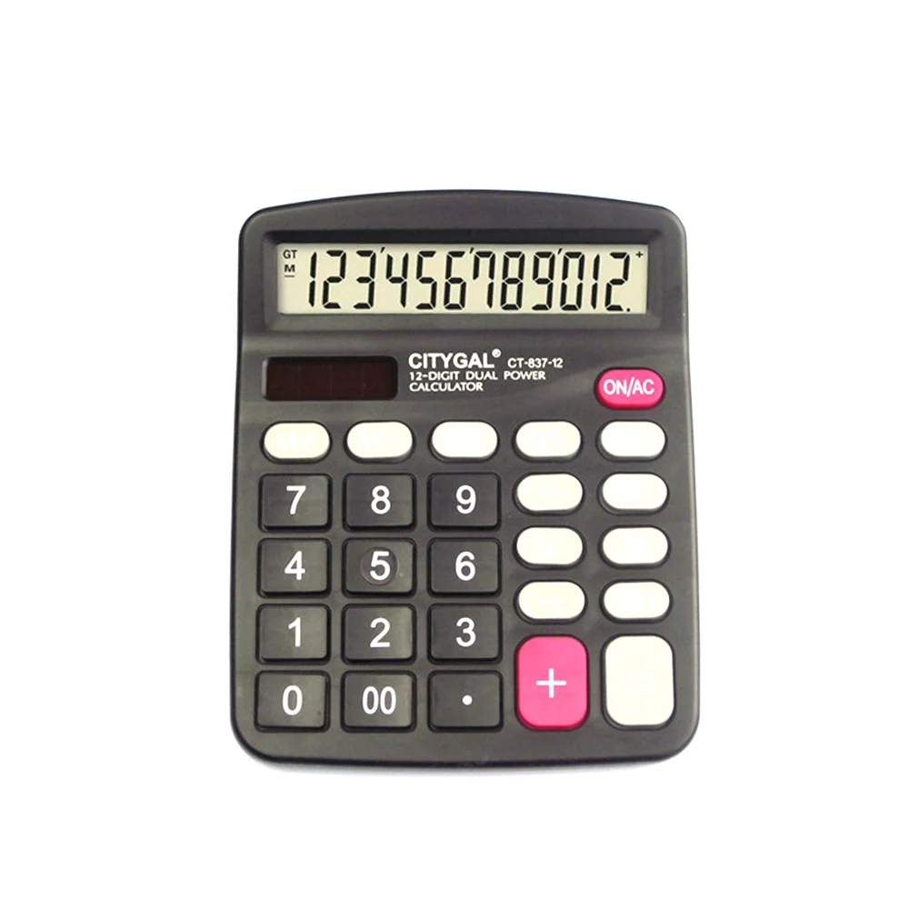 

12Digit Large Screen Calculator Solar Battery Light Powered Office Home Computer For Children