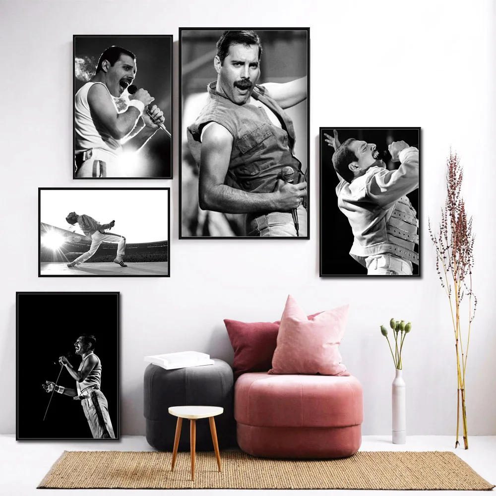 

Posters and Prints Freddie Mercury Queen Musician Rock Band Legendary Pop Star Poster Wall Art Canvas Painting Room Home Decor