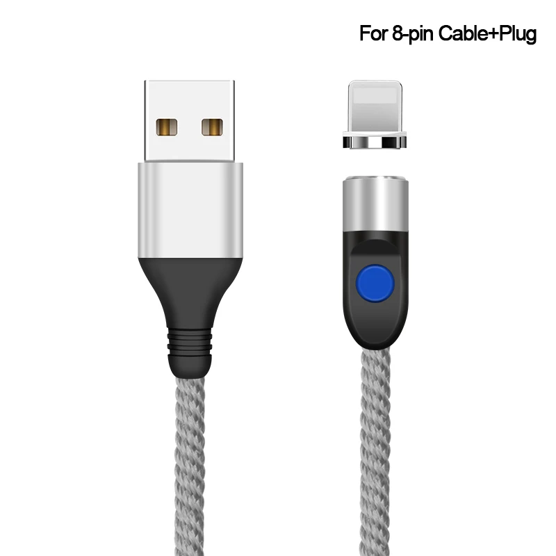 Магнитный usb-кабель 3 А, Micro USB type C, 8-контактный кабель для быстрой зарядки мобильных телефонов для iPhone 8, samsung, huawei, Xiaomi, Магнитный провод для передачи данных - Цвет: Silver For iphone