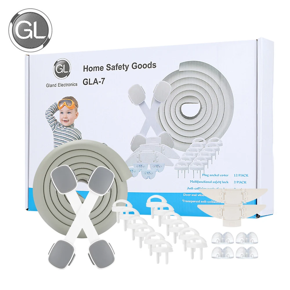 White GL набор безопасности для дома, для детей, защита для детей, 2x двери/окна, замок безопасности, 4x table, Угловой протектор, 2x ящик, замок безопасности - Цвет: White