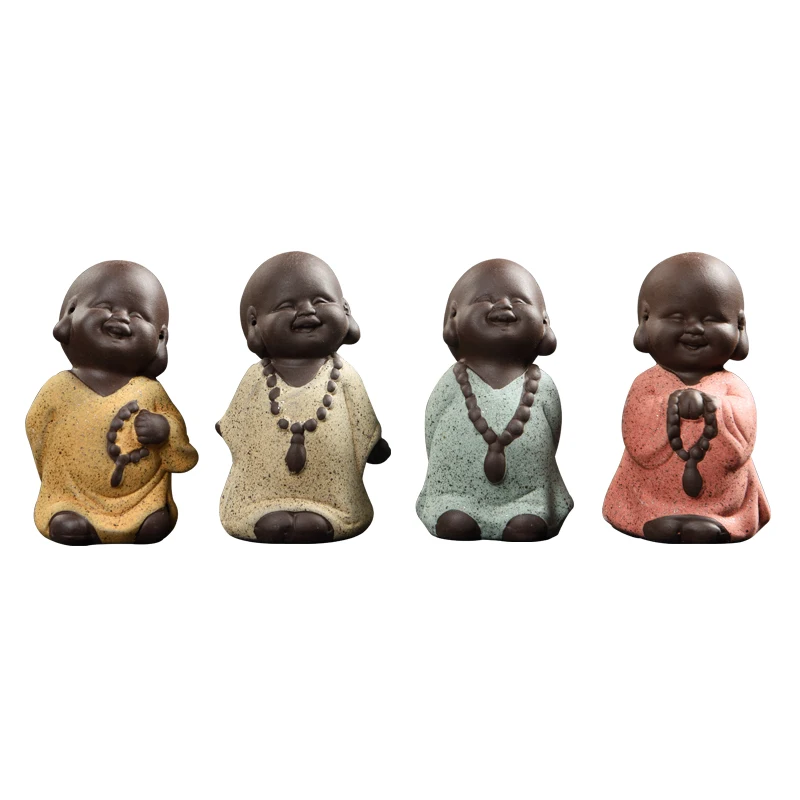 

Cute Tea Pet Home Decoration Purple Clay Yixing Maitreya Kung Fu Tea Set Accessories Chinese Buddha Tea Pet Decor K018
