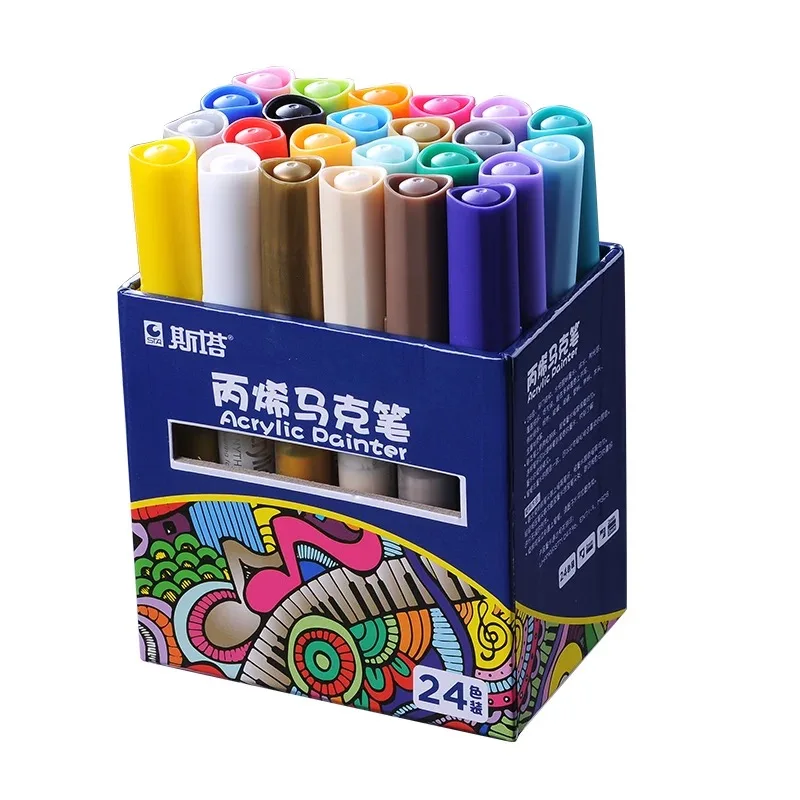 

STA1000 12/24 Colors Art Markers Pens Set Waterproof Quick-drying DIY Journal Graffiti Painting Fluorescent Pen Art Supplies