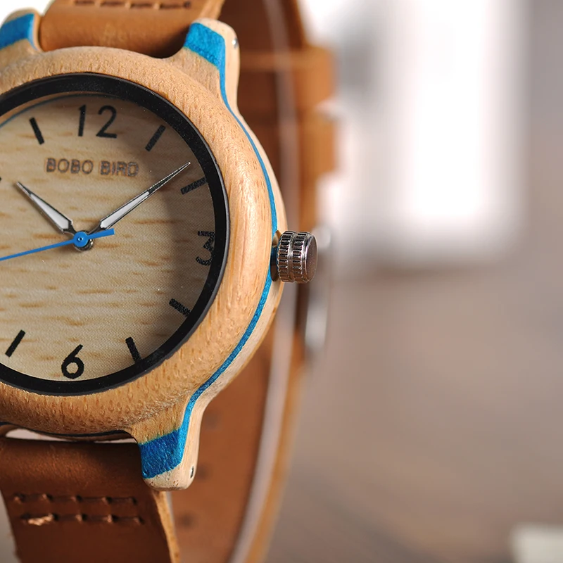 Бобо птица бамбуковые часы кожаный ремешок часы кварцевые наручные часы модные часы для мужчин и женщин C-aQ22