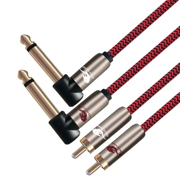 

2x 6.35mm (1/4'' Mono ) Male to 2 RCA Audio Cable For Amplifier Mixing Console Stereo Audio System Home Theater System 1m