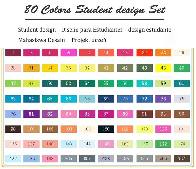 TouchFIVE 30/40/60/80/168 Цвет маркер для рисования набор двойной головой художественный эскиз жирной на спиртовой основе маркеры для анимации ручка - Цвет: 80 student